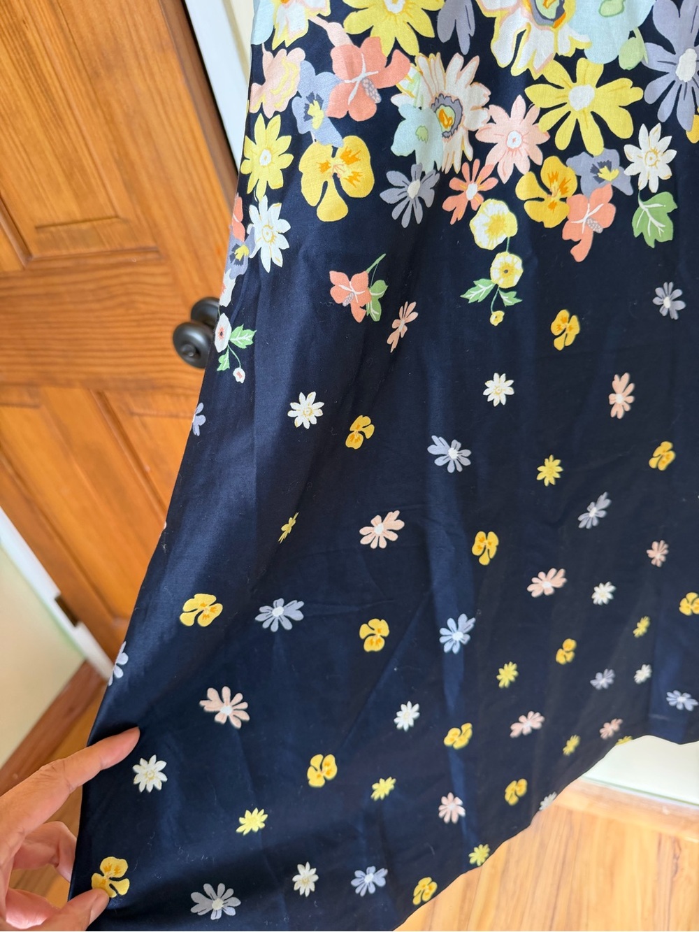 LOFT Navy Floral Printed A-Line Sundress - Picture 4 of 10